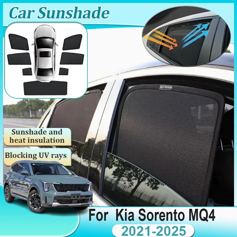 

For Kia Sorento MQ4 2025 Accessories 2021-2025 Magnetic Sunshades Window Anti-UV Auto Mesh Sun Shade Heat insulation Accessories