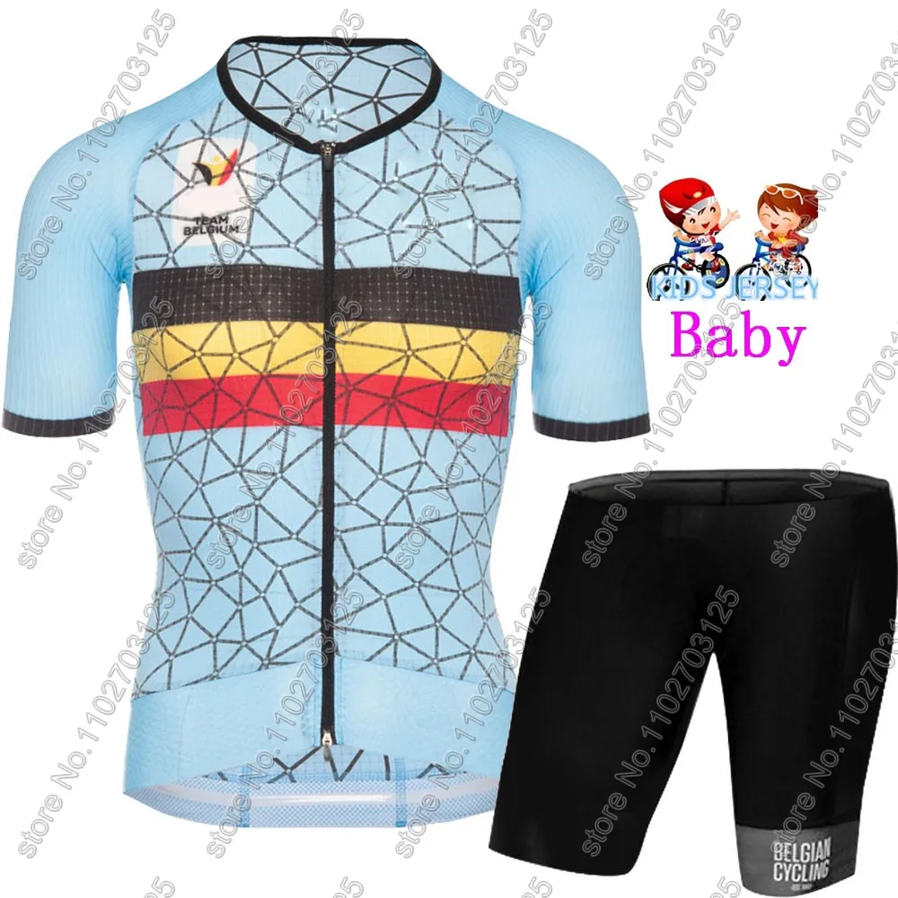 2024 Kids belgium National team Cycling Jersey Set Boys Girls Cycling Clothing Road Bike Shirts Suit Bicycle Pants MTB