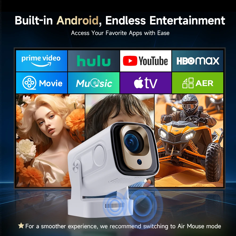 جهاز عرض Magcubic HY310 Android 11 4K أصلي 1080P تركيز تلقائي 330ANSI Dual Wifi مع مساعد صوت ماوس هوائي مكبر صوت مدمج