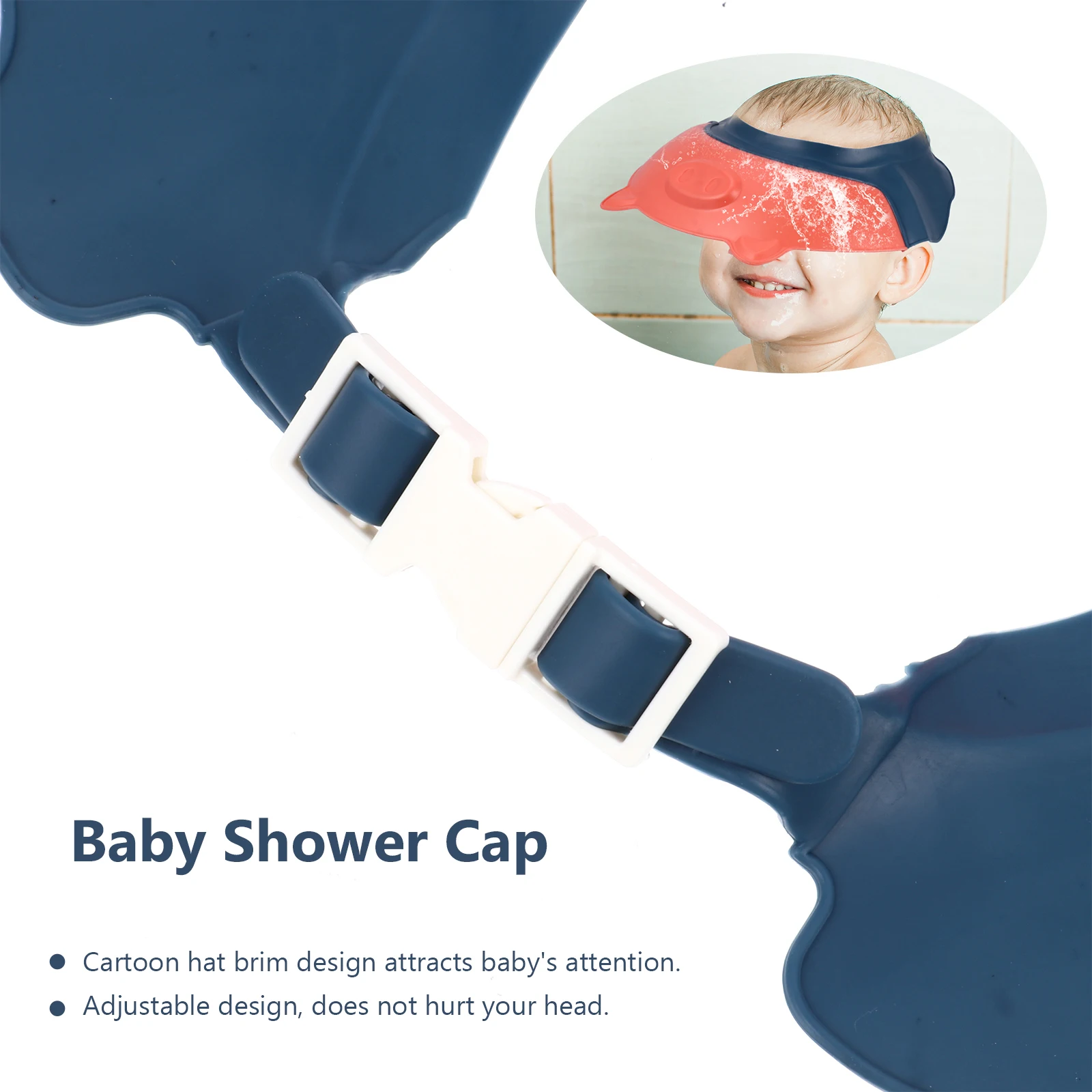

Baby Shower Cap Durable Bathing Hat for Toddlers PP Material Adjustable Design Hair Washing Cap Children Ear Protector Pig Shape