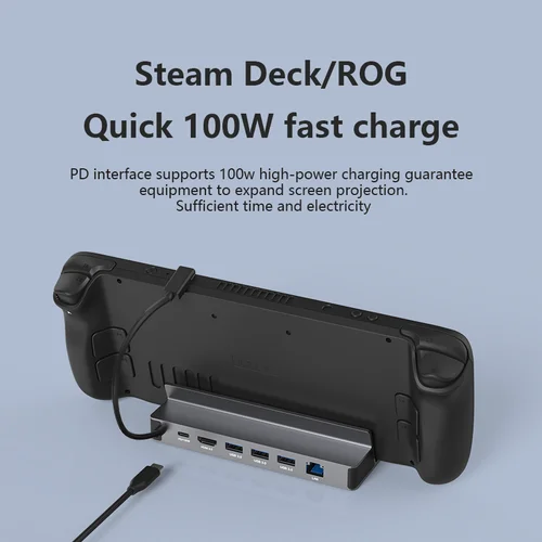 Estación de acoplamiento Blueendless USB C para Steam Deck y juego ROG, acoplamiento 4K @ 60Hz DP, concentrador Gigabit Ethernet tipo C compatible con HDMI