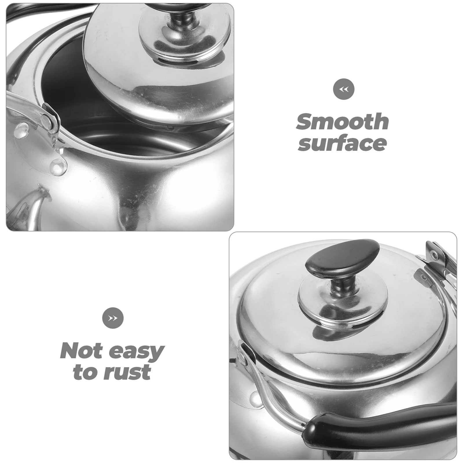 

1pc Stainless Steel Water Kettle Large Capacity Tea Pot Heat Resistant Handle Gas Stove Boiling Pot Retro Design