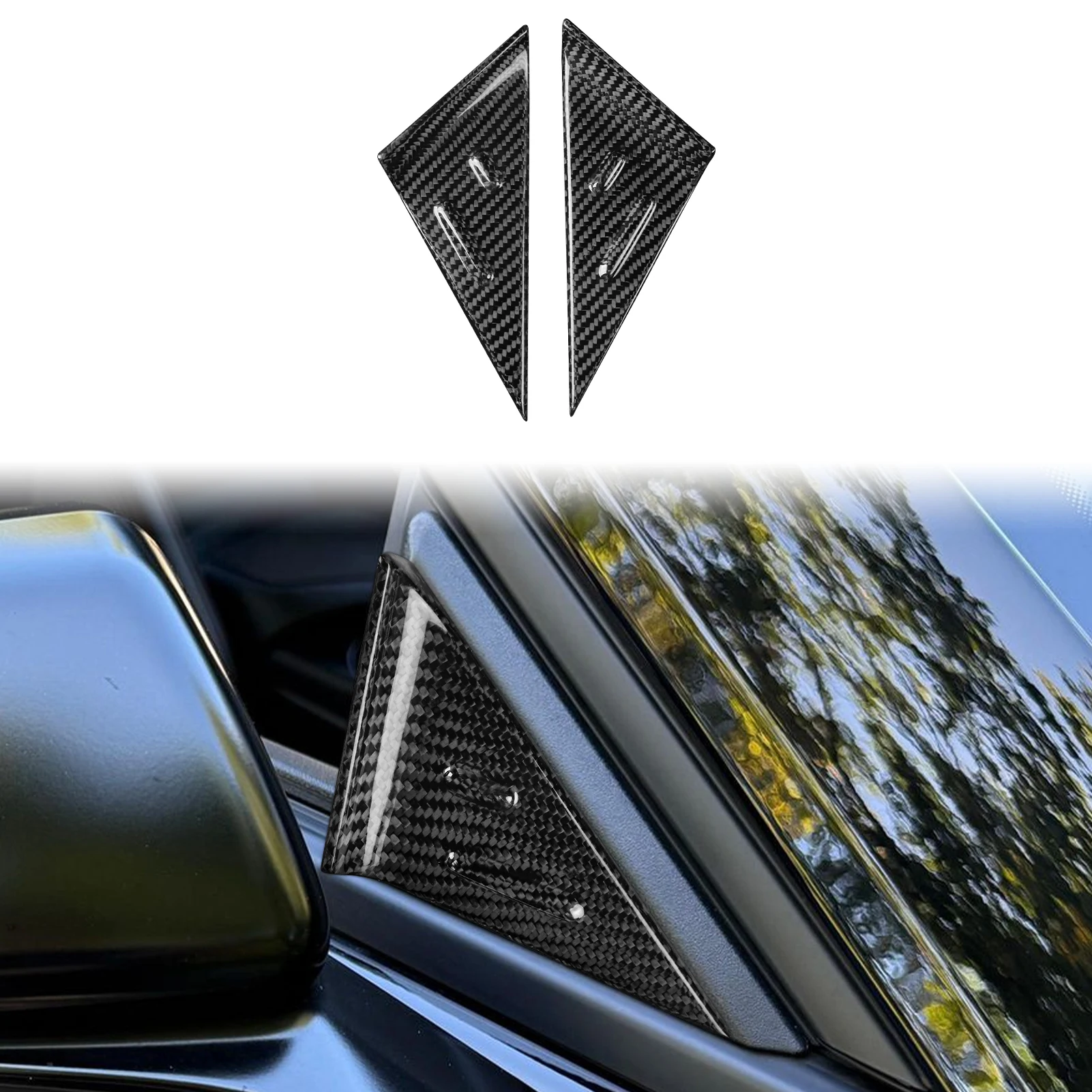 For Chevrolet Camaro 2016--2024 Black Carbon Fiber Triangular Decoration Panel Cover Car Exterior Accessories Replacement