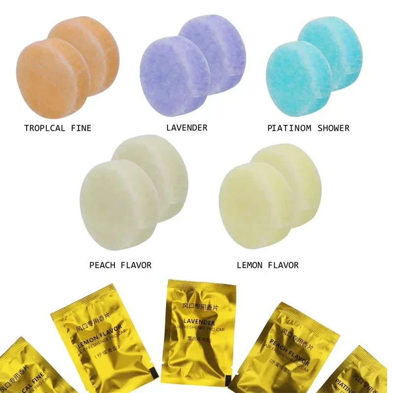 5Pcs Solid Fragrance Tablet Air Vents Air Conditioning Aromatherapy Refill Absorbent Cotton Wick Car Interior Supplies