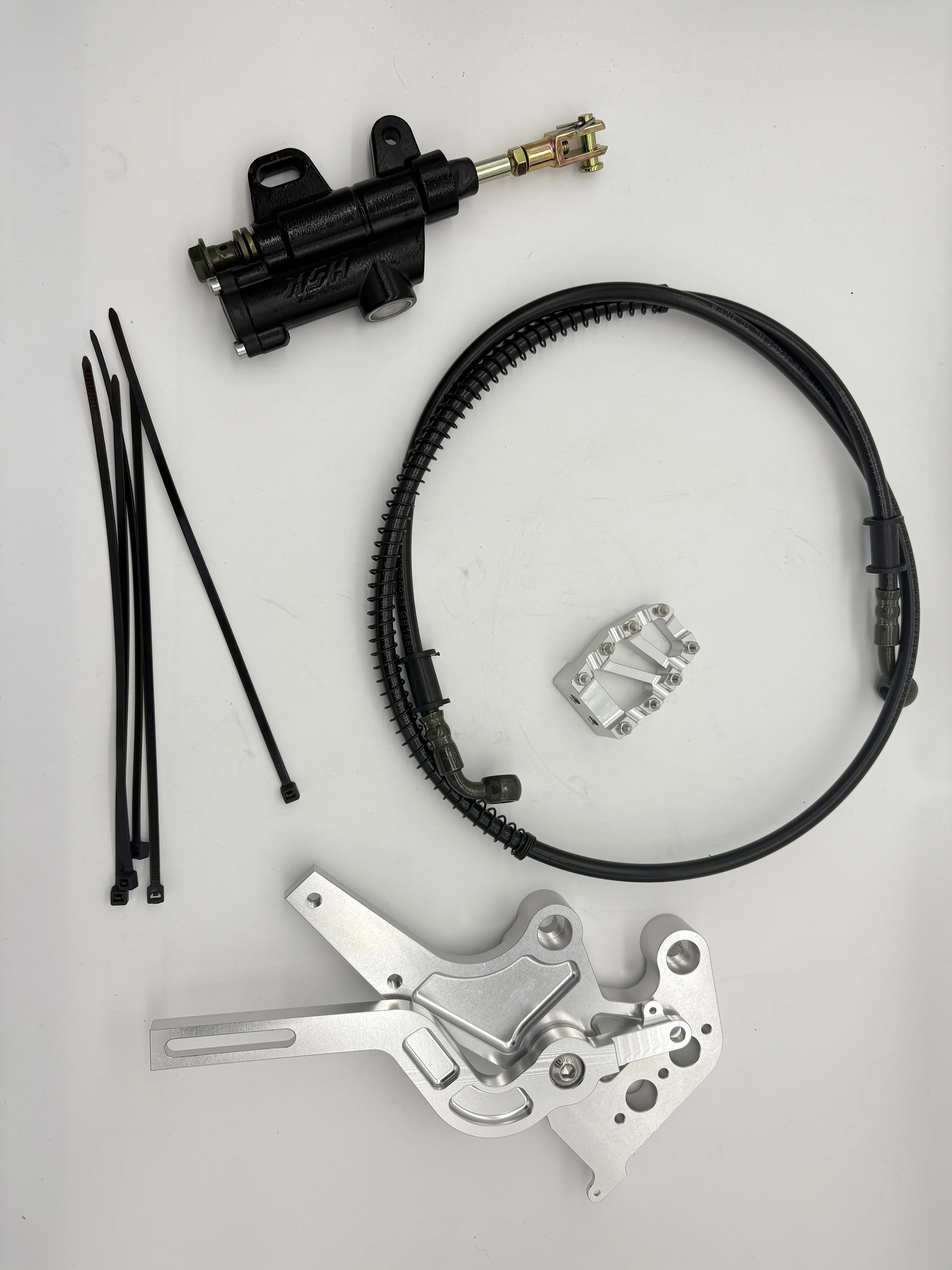 For CNC Strengthened Dual Caliper Bracket Foot Peg Brake Bracket Kit Rear Placement For Ultra Bee Motorcycle Accessories New