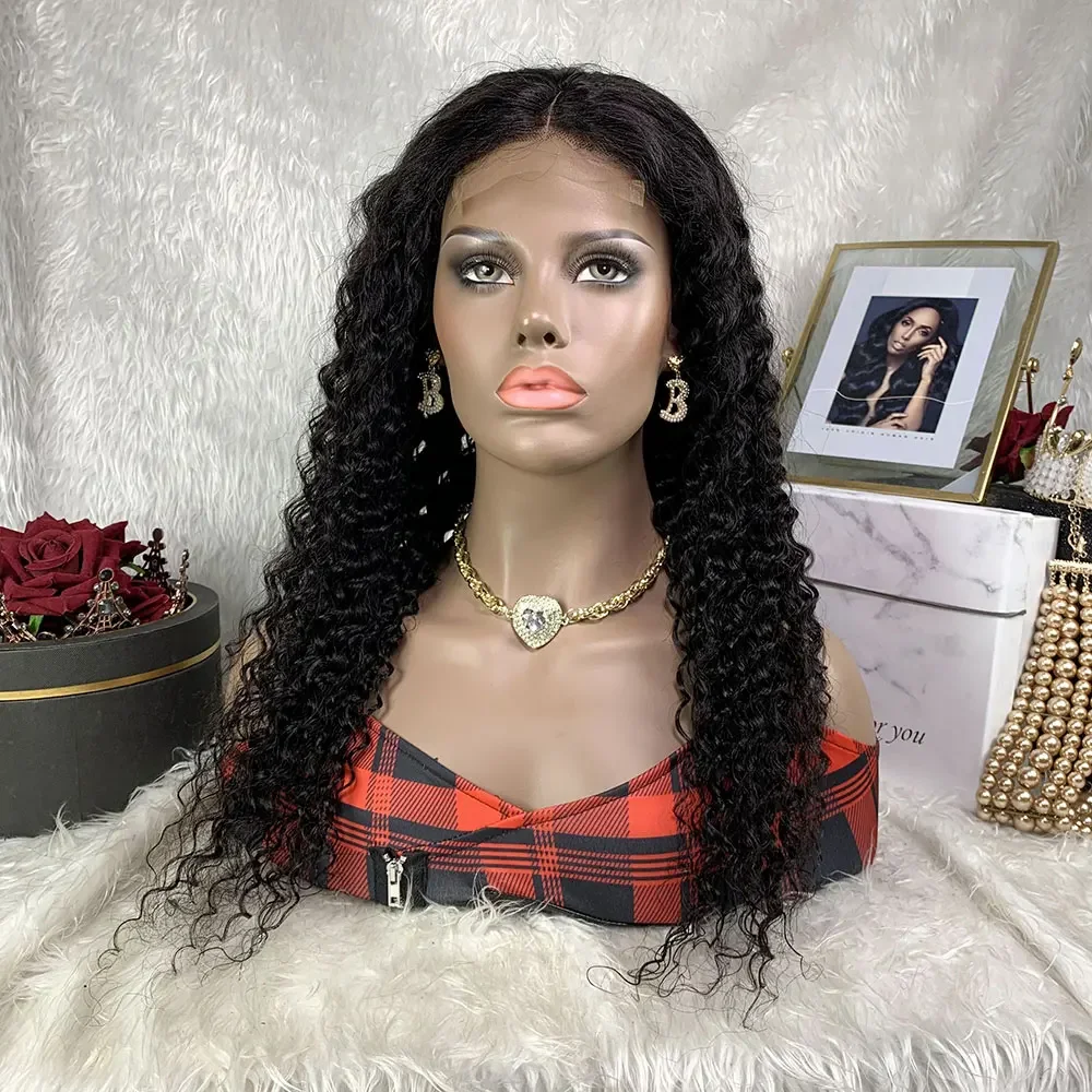 Deep Curly Human Hair Wigs Transparent Lace Frontal Wig Deep 24 Inch Wave Human Hair Lace Front Wig Pre Plucked Baby Hair