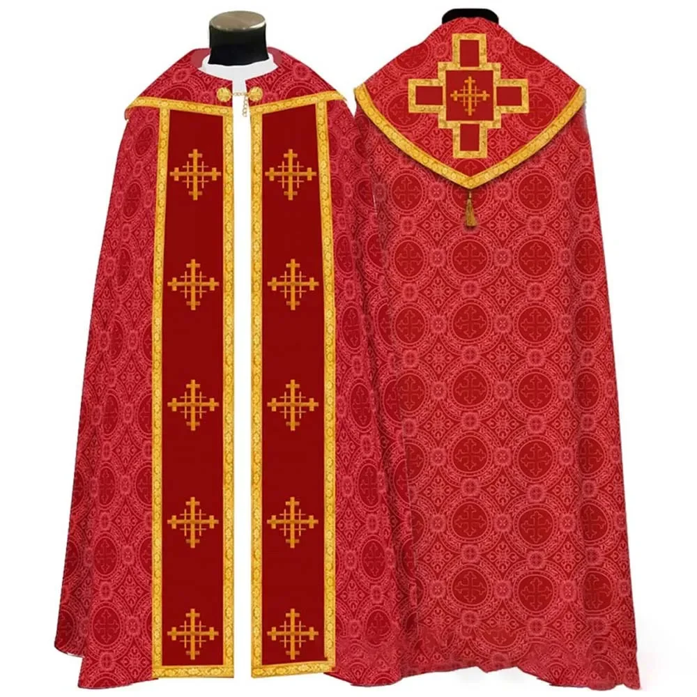 للجنسين الكنيسة السترات الكاثوليكية كيب عباءة الكاهن المشاهير Chasuble كتلة سترة البابا رداء هالوين القرون الوسطى تأثيري حلي #2