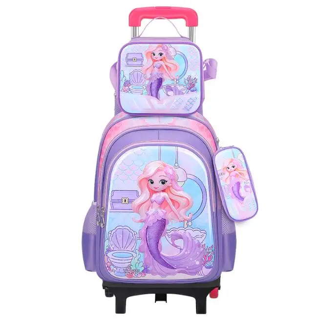 16 Inch Rolling Backpack For Boyrs with Lunch Bag and Pencil Case Wheeled School Backpack for Girls School Wheeled backpack set