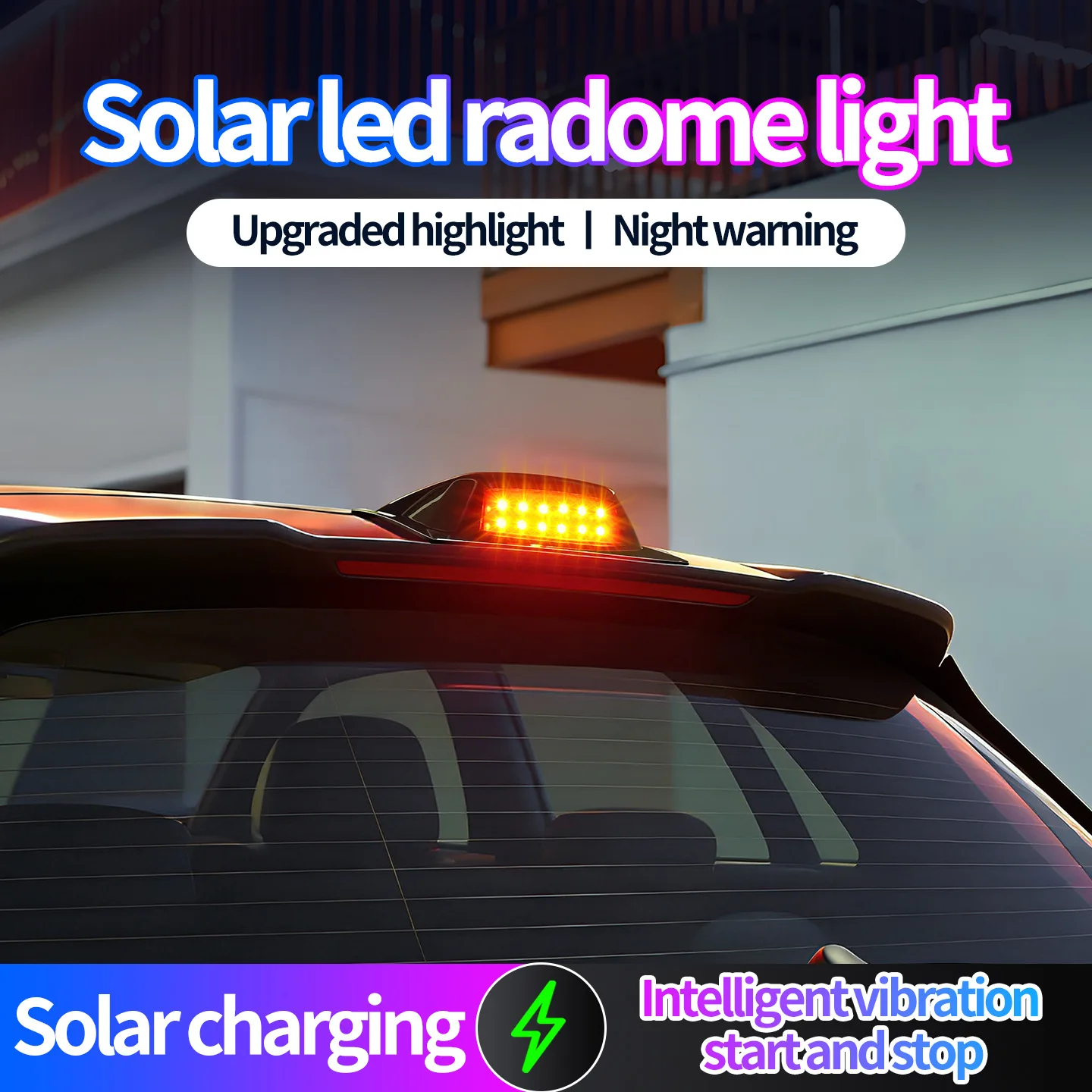 Car LED Solar Warning Light, Vehicle Navigation Light Simulated Anti-Theft Radar Lamp, Decorative Safety Flash Light