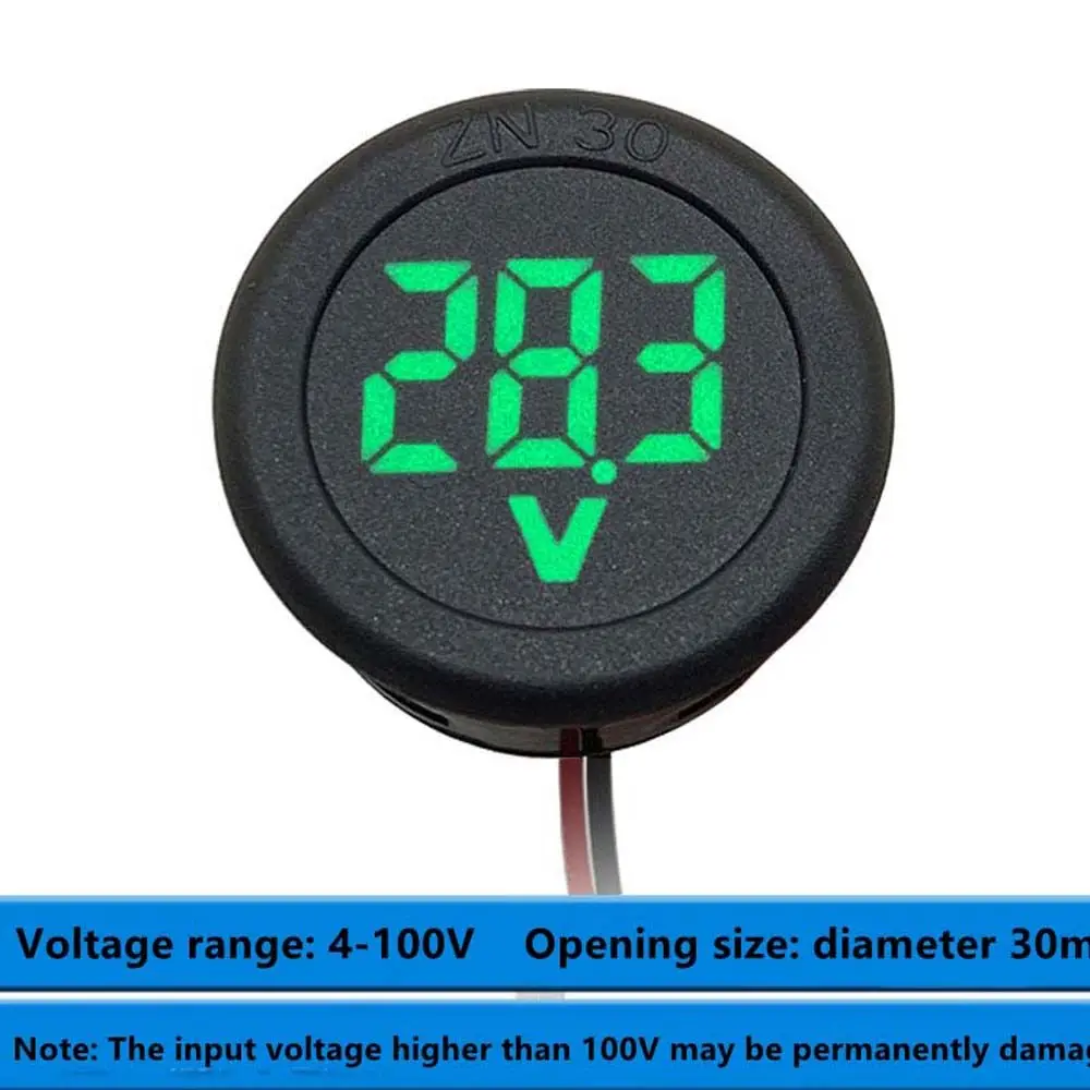 Voltage Tester Reverse Connection Protection DC Digital Two-wire Voltmeter LED Digital Display Car Voltage Current Meter