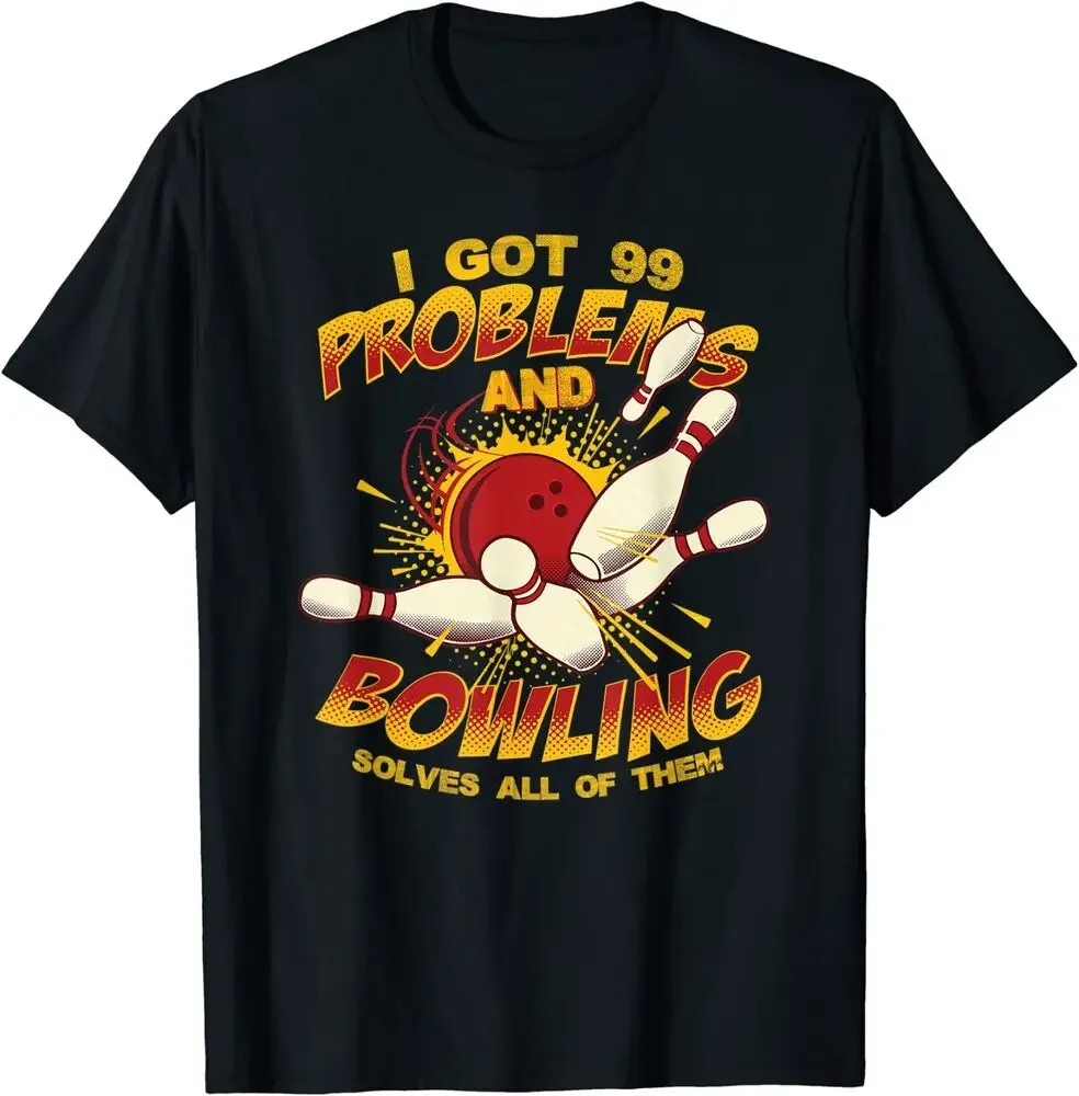 Bowling Solve Problems Funny Retro Bowler Bowling Team T-Shirt High Quality 100%Cotton Short Sleeve