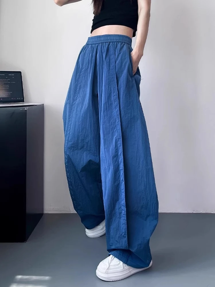 

Широкие брюки из ледяного шелка, женские летние тонкие свободные повседневные брюки свободного покроя с защитой от солнца, длинные брюки