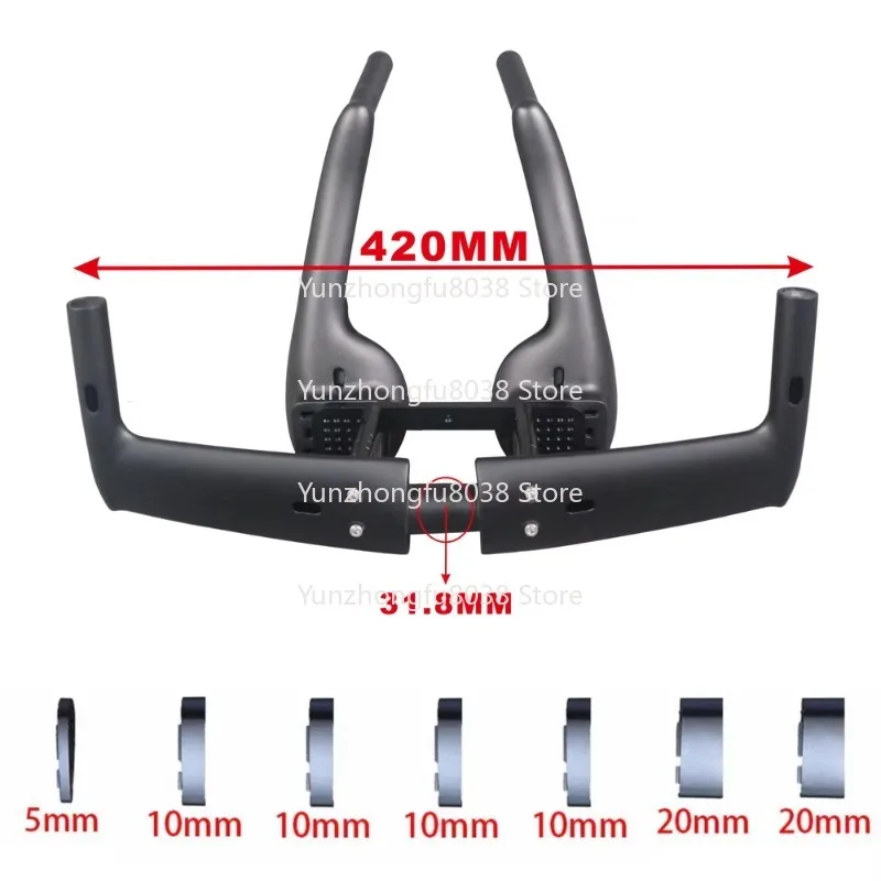 ألياف الكربون الترياتلون الوقت محاكمة الدراجة المقود TT106 مع 10 درجة 15 درجة اقتران 420 مللي متر عرض TT قضيب #2