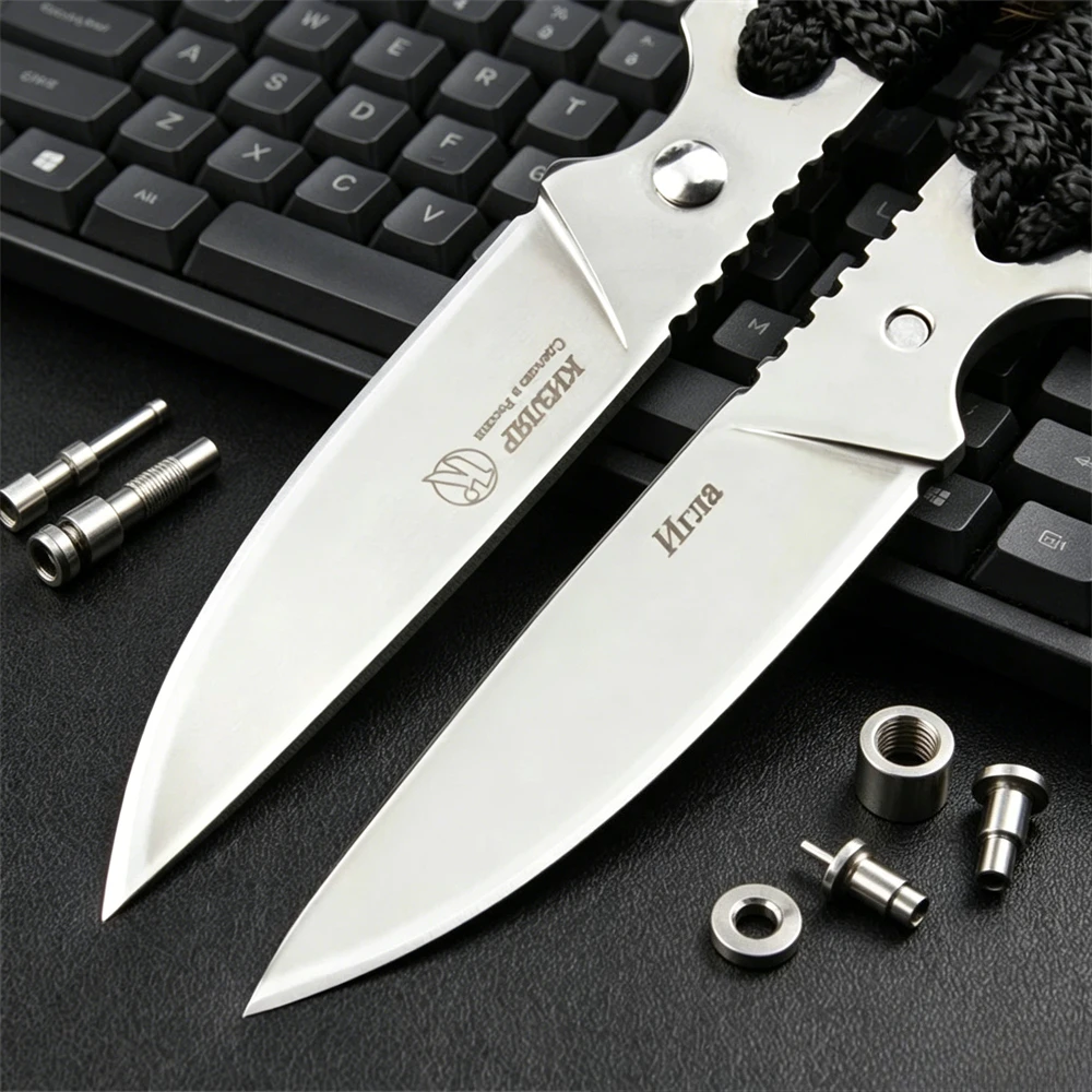 Newest Russian Kizlyar Igla High Carbon Stainless Fixed Blade Knife Outdoor Hunting Camping Tool with Paracord Tie Rope Handle