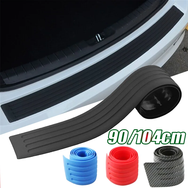 Universal Car Trunk Door Guard Strips Anti-Scratch Car Torso Sill Plate Protector Rear Bumper Guard Carbon Fiber Rubber Decor