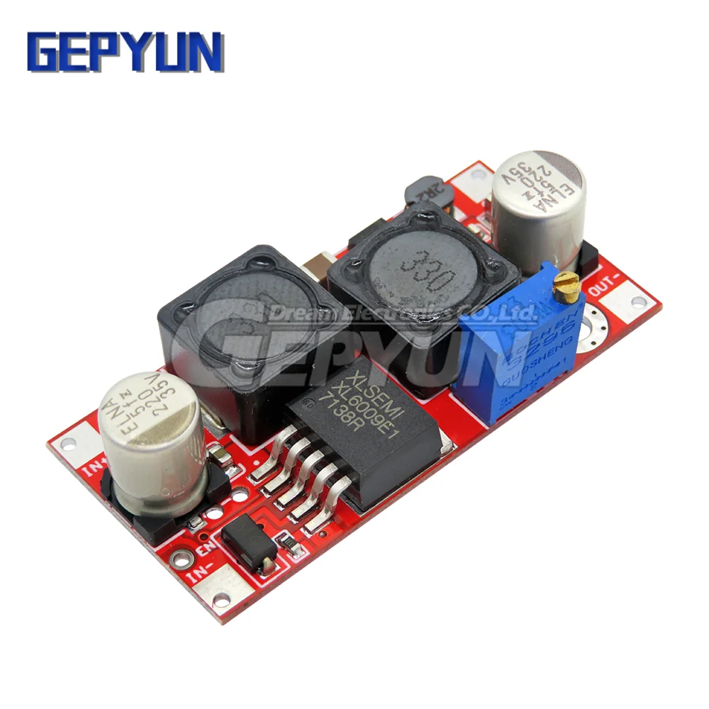 Ajustável Step Up Down Converter, Módulo de Alimentação, Alto Desempenho, Low Ripple, XL6009, DC-DC, 20W, 5-32V a 1.2-35V