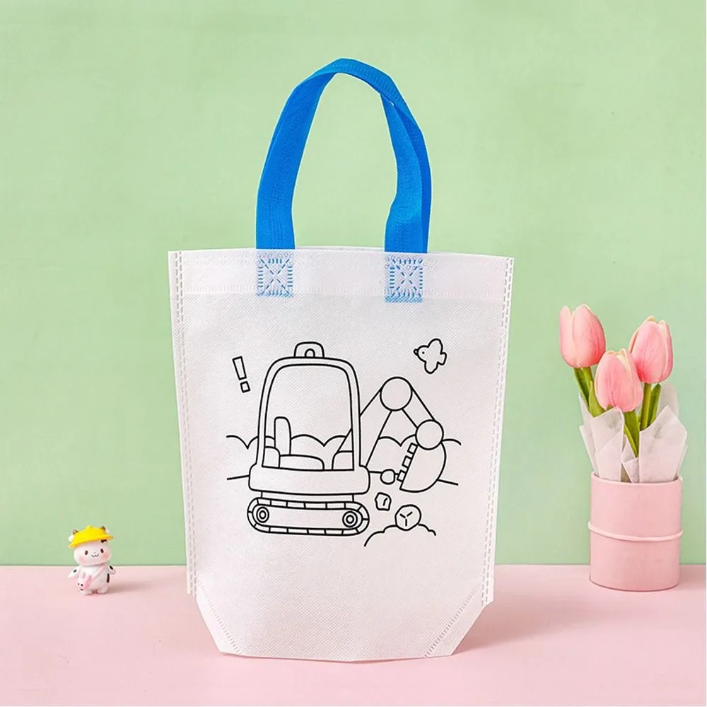 양면 그래피티 가방 부직포 컬러 DIY 페인팅 가방 여섯 색상 세척 가능한 수채화 펜 색칠용 가방