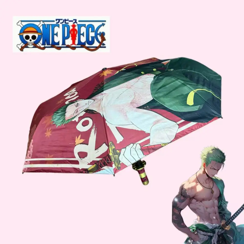 

Roronoa Zoro Katana Umbrella Folding UV Real Japanese Katana Samurai Sabre Sword Umbrellas Blocking Black Parasol Anime Raincoa
