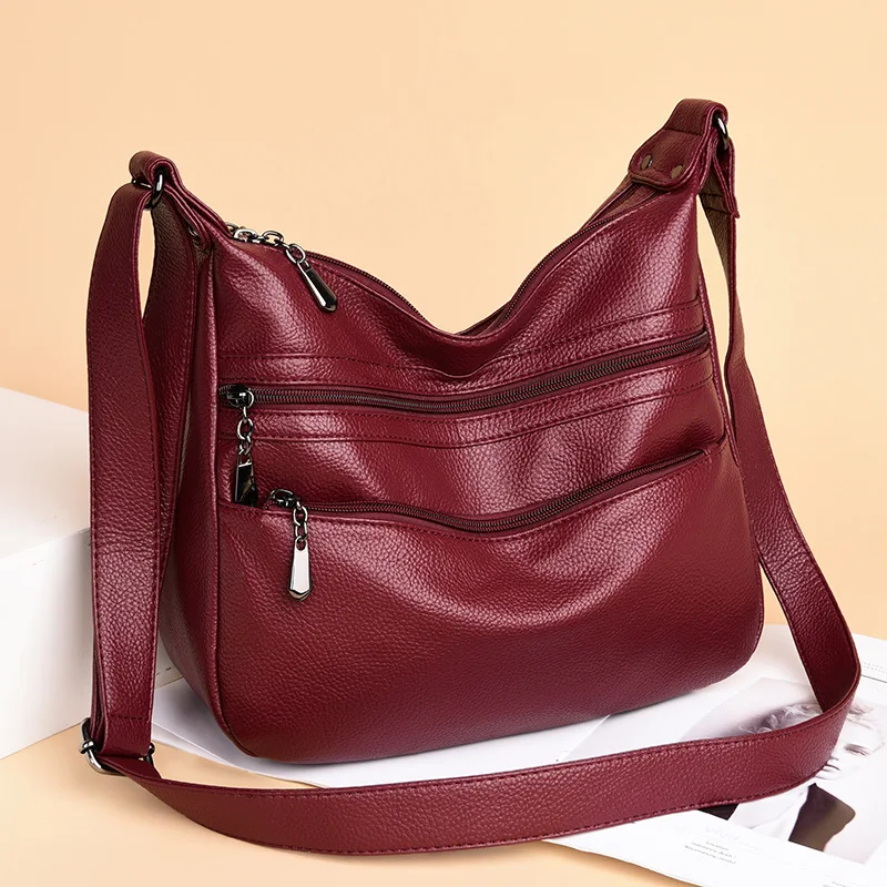 

Trendy Korean Sle Soft Leather Large Capaci Crossbody Bag for Middle-Aged Women Faionable Single oulder Bag