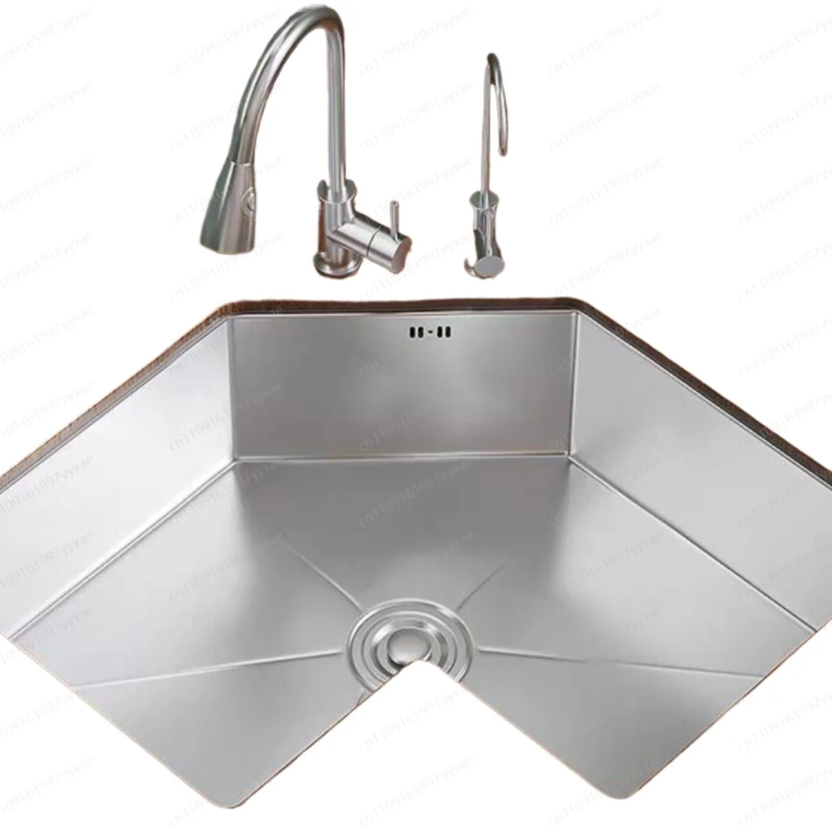 Kitchen corner special-shaped sink L-shaped corner sink large single tank 304 stainless steel custom-made dishwashing basin