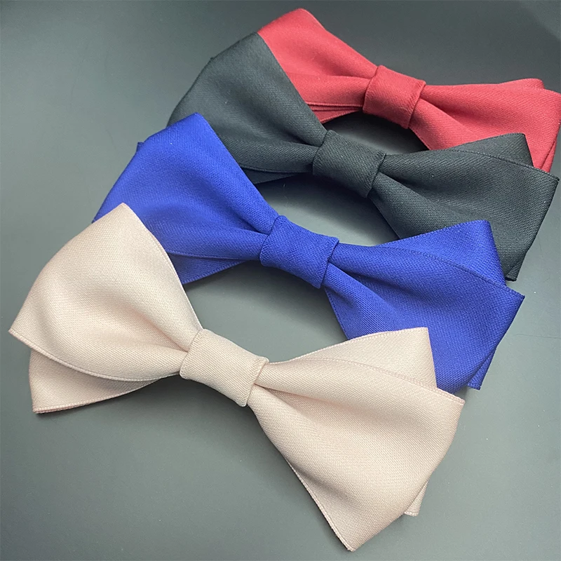 

Double Layer Plain Color Bow Tie For Wedding Groom Groomsmen, Men's Suit Accessories