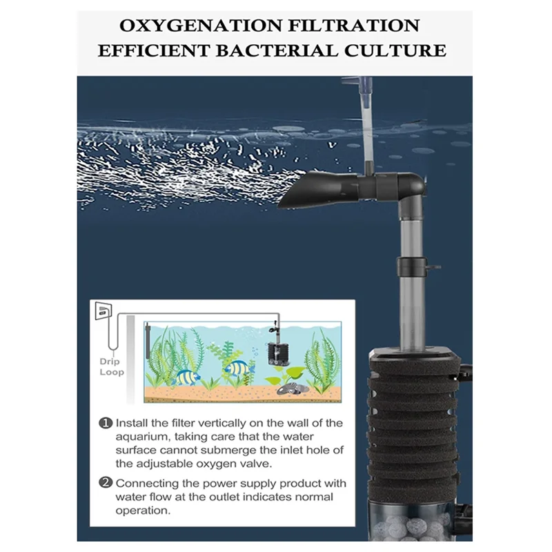 

A84E-New Aquarium Filter Air Lifting Internal Filter For Small Medium Fish Tanks Filtering Impurities Provide Oxygen Content