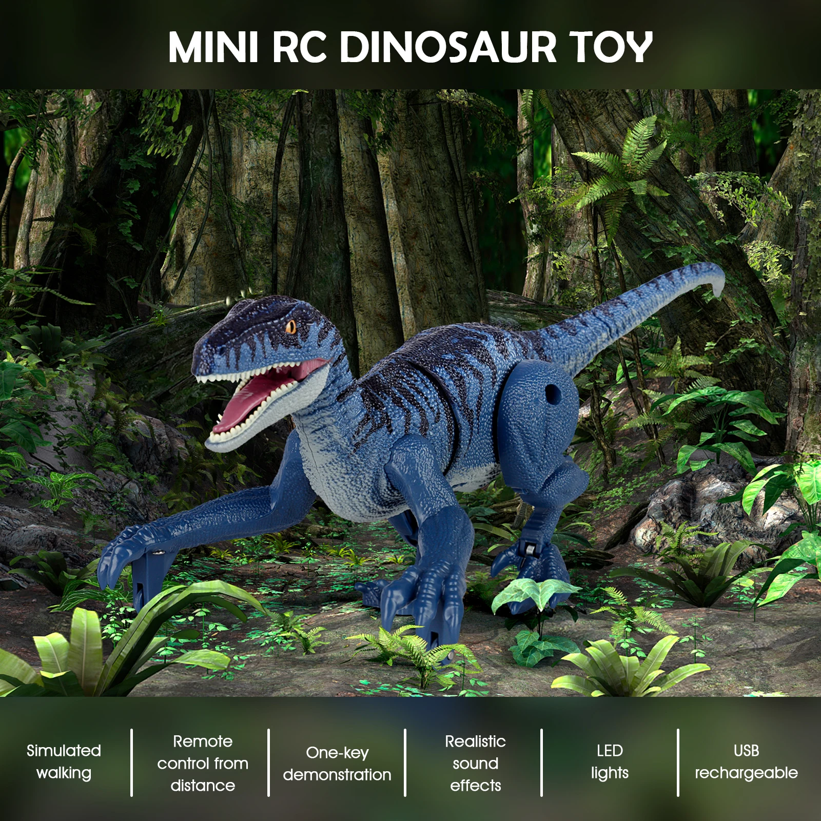 Juguete de dinosaurio con Control remoto para niños y niñas, Robot Velociraptor de 2,4 GHz con sonido de verisimetría, regalo