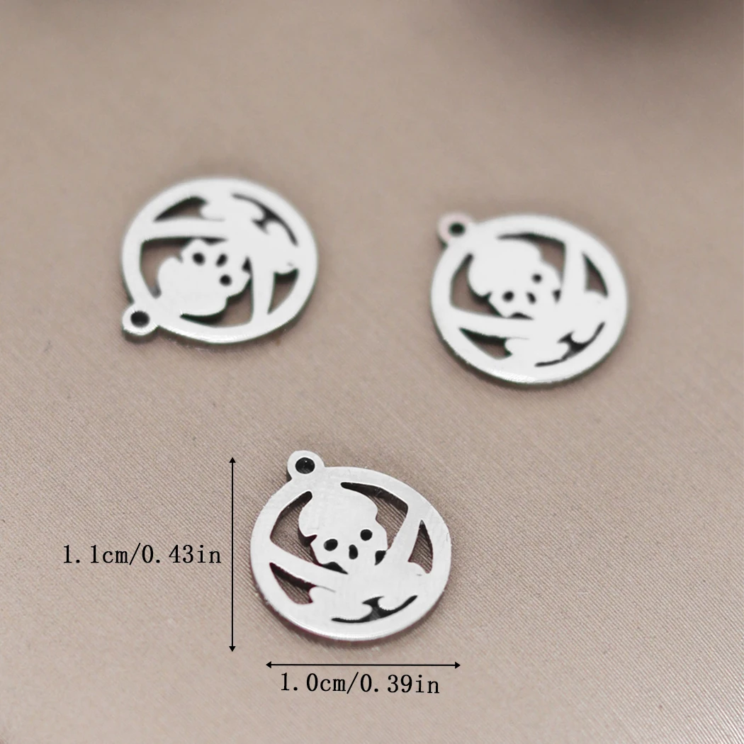 3pcs Stainless Steel Charms Mouse Hippo Howling Wolf Skates Shoes Skull Pendant DIY Jewelry Making Earrings Necklace Bracelet