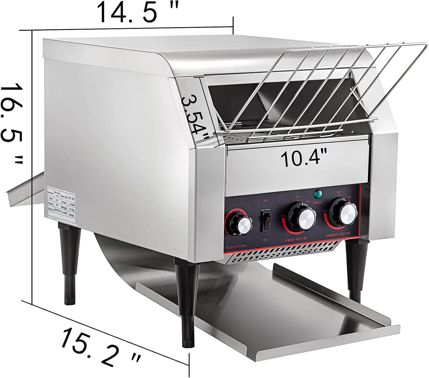 300 Commercial  Toaster,2200W  Steel Heavy Duty  Toasters w/ Double Heating Tubes,C