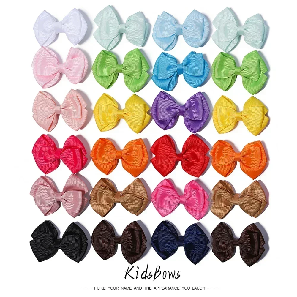 2/4/10pcs Wholesale Baby Girl Solid Ribbon Bowknot Colorful Hair Clips Kid Handmade Cute Headwear Hairpins Kids Hair Accessories