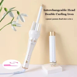 2 in 1 Automatic Rotating Hair Curler 13MM/32MM Hair Iron Interchangeable Hair Iron Curler Set Curler Hair Styles Tool