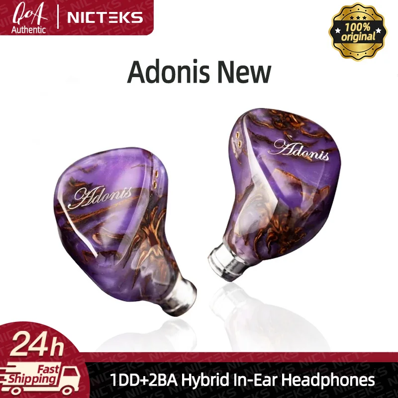 

QoA Adonis New In Ear Earphone 1DD+2BA Hybrid In Ear Earphones Pinecone Resin Shell IEMs 2pin Cable Kinera HiFi Headphone Kinera