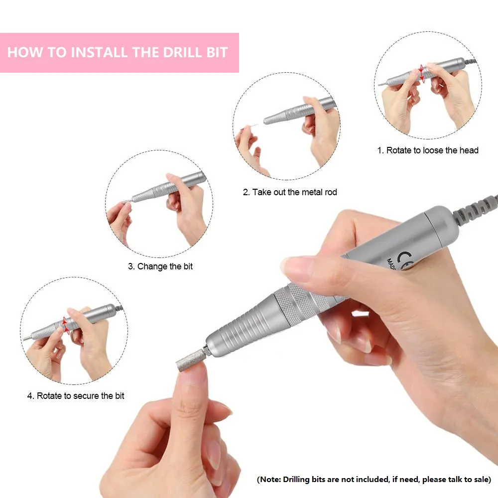 GOMECY-Ensemble de polisseuse à ongles électrique en acier inoxydable, outils portables et pratiques, 2024