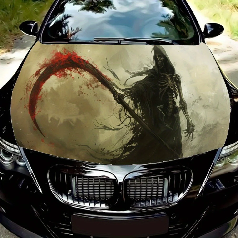 

Black Death Holds A Sickle Car Hood Wrap Color Vinyl Sticker Truck Graphic Bonnet Auto Accessories Decoration Protect Decal Gift