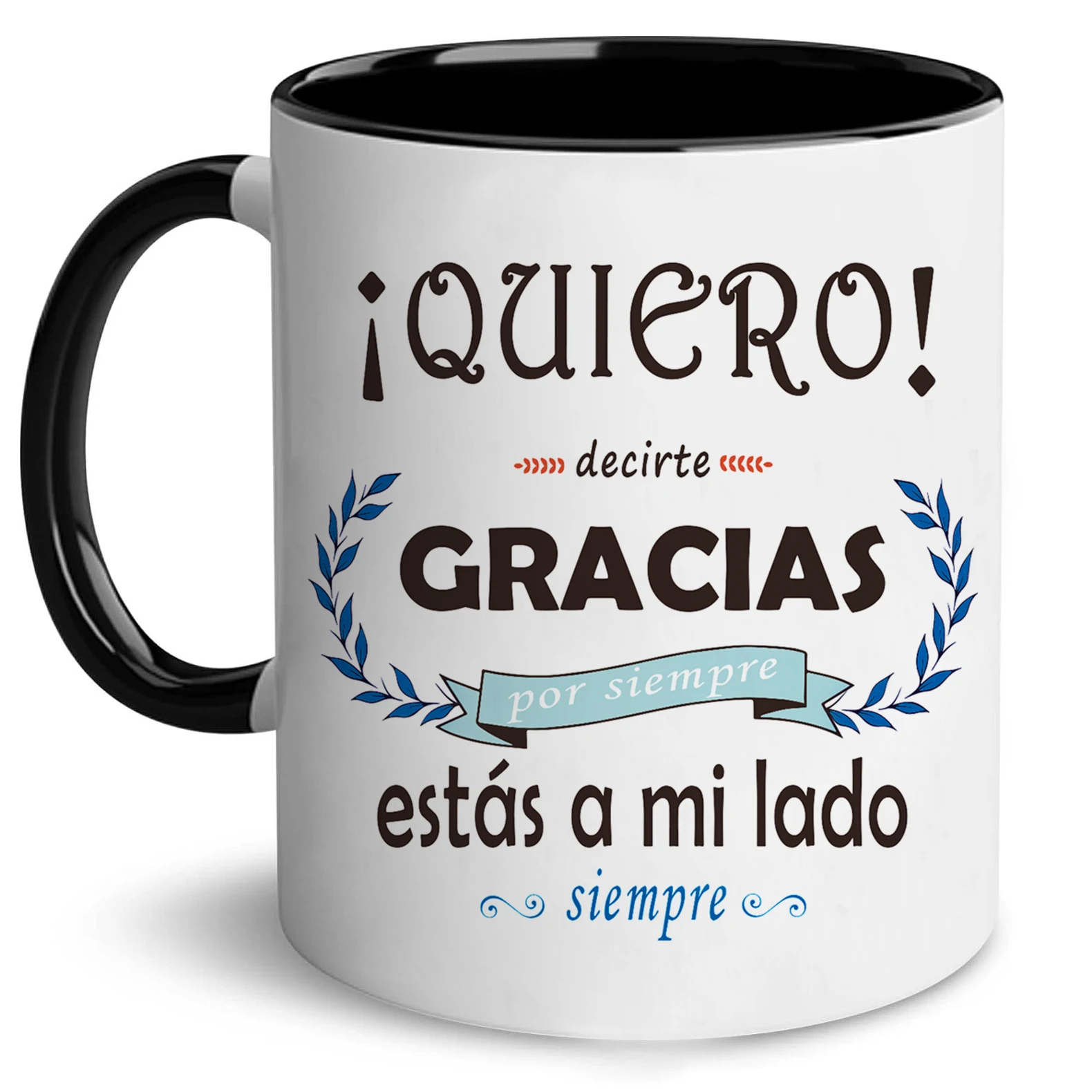 1pc 11.1oz/330ml Large Capacity Spanish Style Ceramic Cup Mug, Thank You for Always Being by My Side Coffee Mug, Portable, Wide