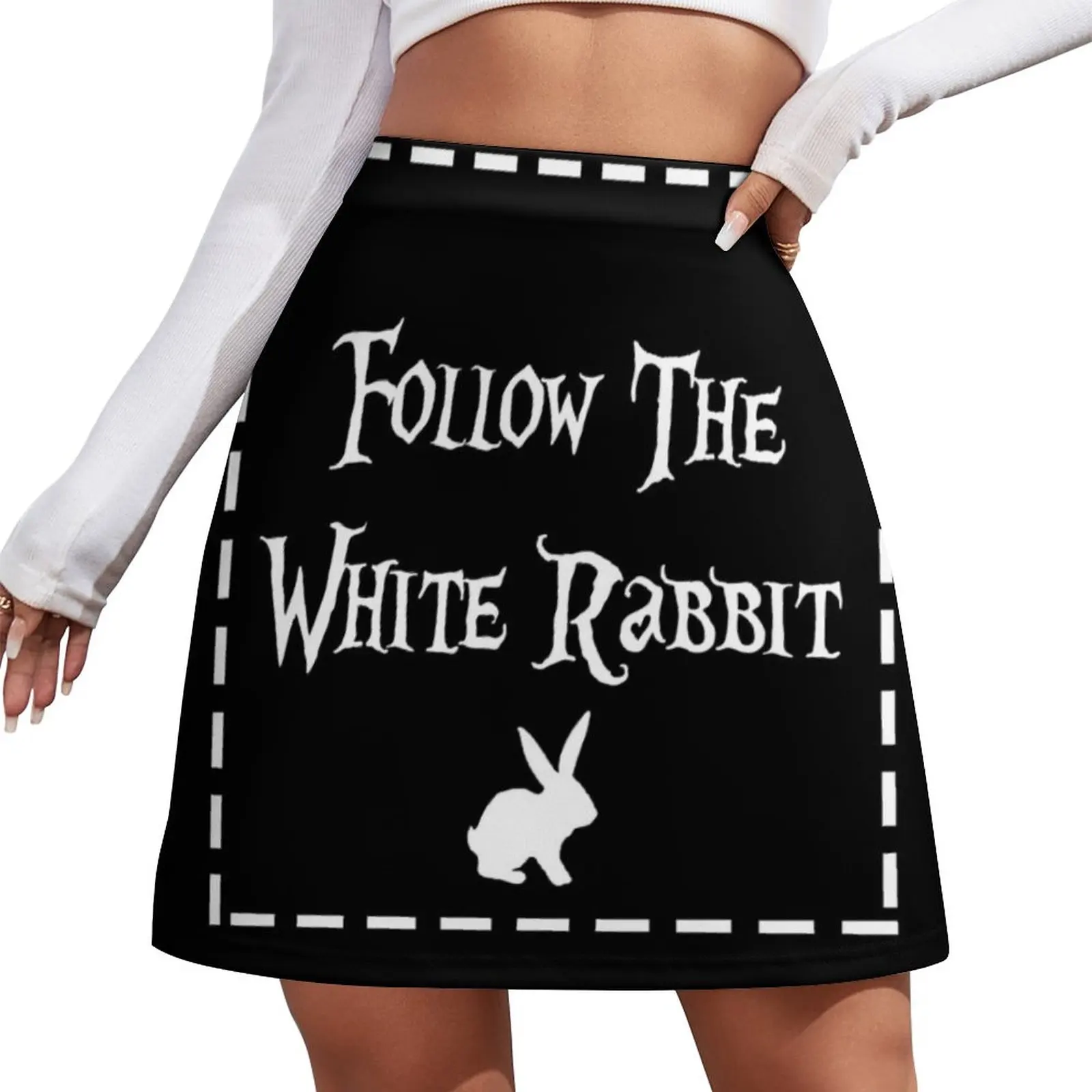 

Follow the White Rabbit, black version Mini Skirt Women's summer skirt kawaii skirt clothes for woman short skirts for women