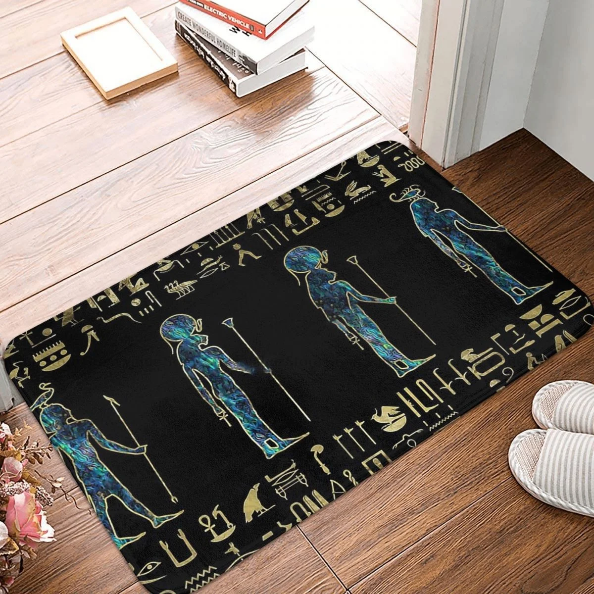 Egyptian Mythology Ancient Egypt Non-slip Doormat Ornament Gold And Abalone Living Room Bedroom Mat Outdoor Carpet Home Decor