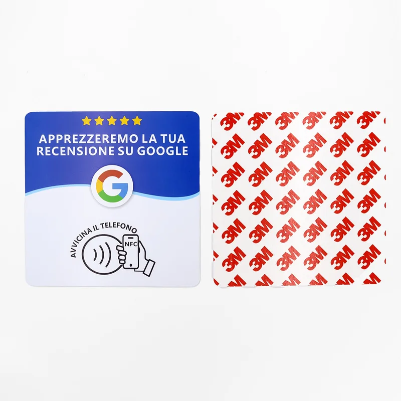 Google Review Square NTAG215 NFC Tap Sticker Adhesive Tag Reseñas Avaliações Avis Bewertungen Social Media Link For Shop Reviews