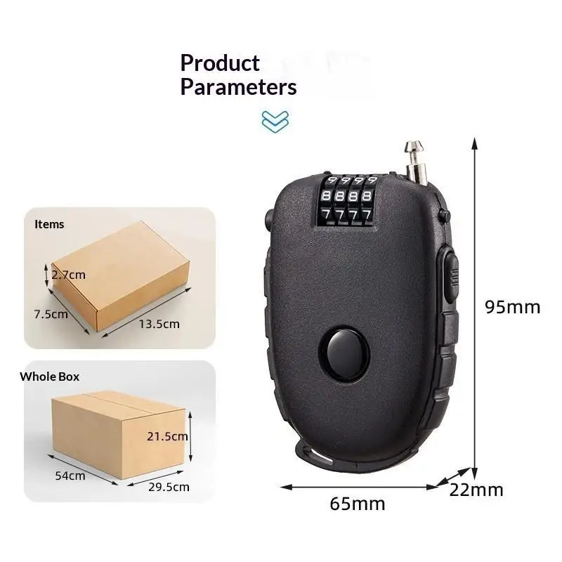 New Portable Retractable Combination Helmet Lock Steel Wire Rope Cow Lock For Motorcycle Bike Outdoor Anti Theft UseAcc