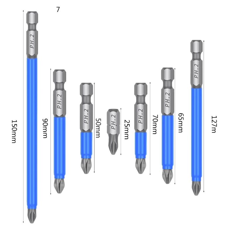 Strong Batch Heads Impact High Hardness 25/50/65/70/90/127/150 Non-slip PH2 Screwdriver Bits Tips