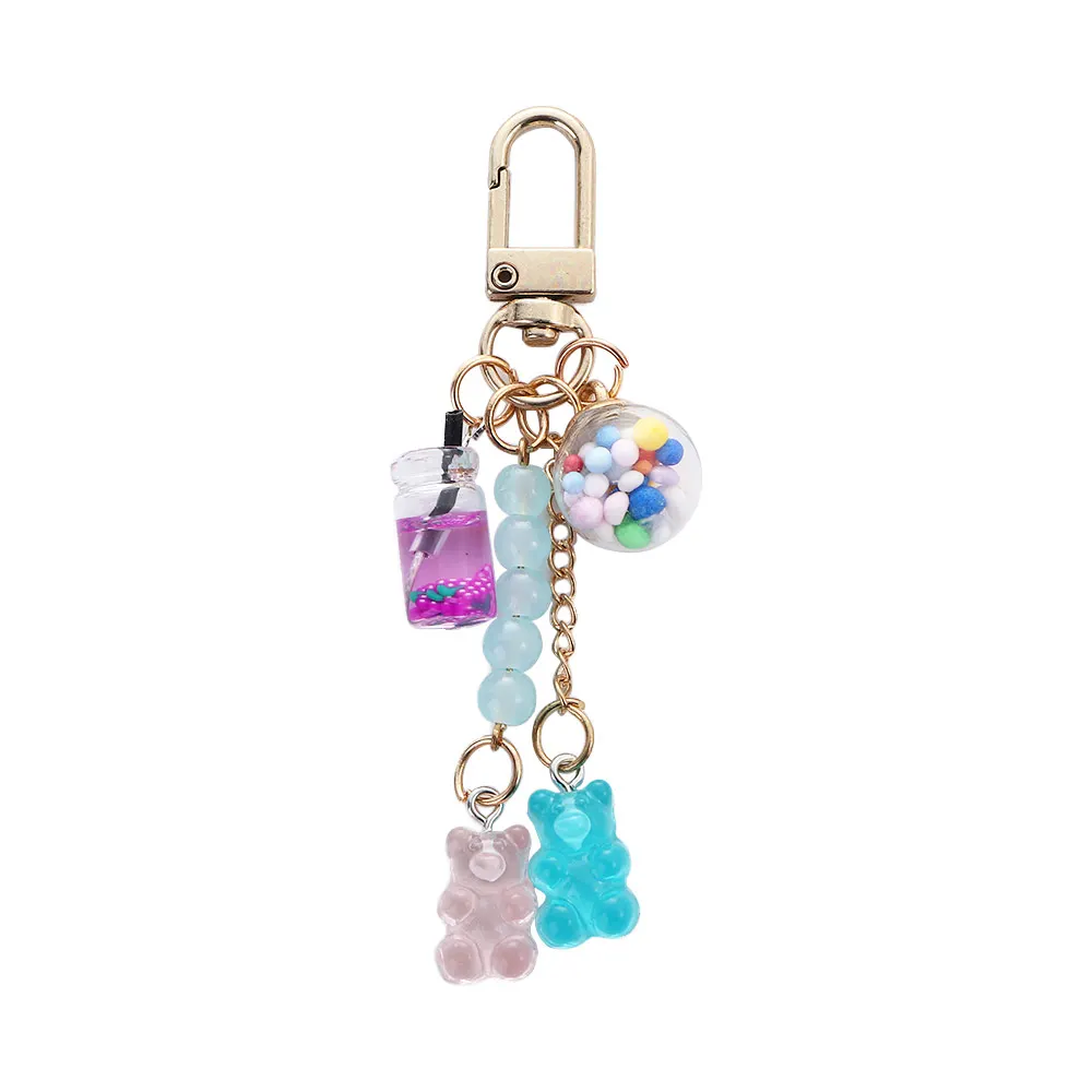Cute Unisex Candy Bag Pendant Women Floating Fruit Key Ring Keyholder Bear Key Chain Fashion Accessories