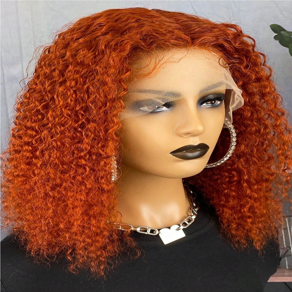 

Парик из натуральных волос цвета имбирно-оранжевый, глубокая волна, с HD-кружевом 13x4, плотность 180%, для женщин, без клея, предварительно выщипанный