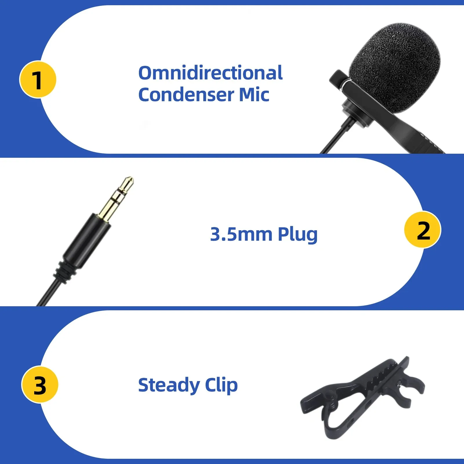CaTeFo 2 Pack Lavalier Mic for DJI Mic 2 / RODE Wireless GO II / PRO, 3.5mm TRS Lapel Microphone for DJI RODE Wireless Transmitt