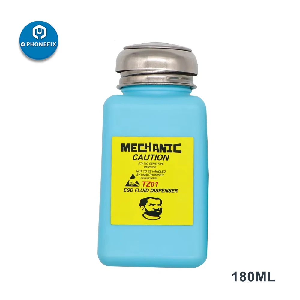 MECHANIC Alkoholflasche 180 ml Kunststoff-Flüssigkeitsbehälter für iPhone Reparatur Motherboard Reinigung ESD-Flüssigkeitsspender Mechanikerwerkzeuge