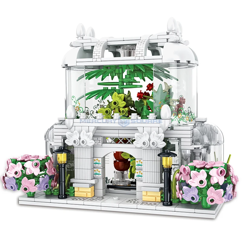 Flower Shop Building Blocks MOC T2069 Model Bricks City Street View Plant Store Ideas Architecture Toy Kit Gift Kids Girls Boys