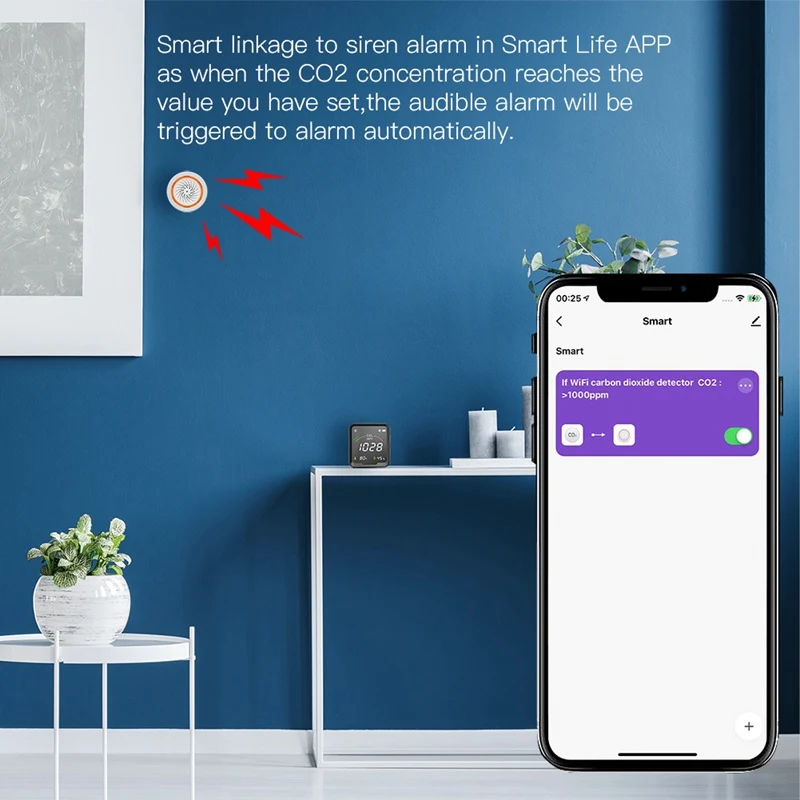 Imagem -05 - Wi-fi Tuya Inteligente Detector de Dióxido de Carbono Monitor de Qualidade do ar Temperatura e Umidade Tester Co2 em 1