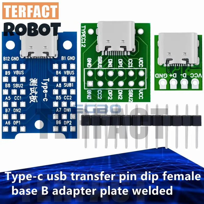 TERFACT ROBOT Type-c usb transfer pin dip female base B adapter plate welded female head typec feed and discharge pin