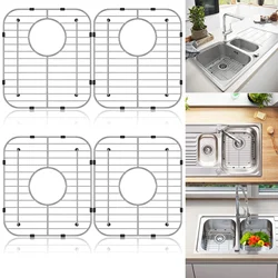 Grille d'évier de cuisine en acier inoxydable 304, grands protecteurs d'évier, grille astronomique à double bol avec coins R50, 2 pièces