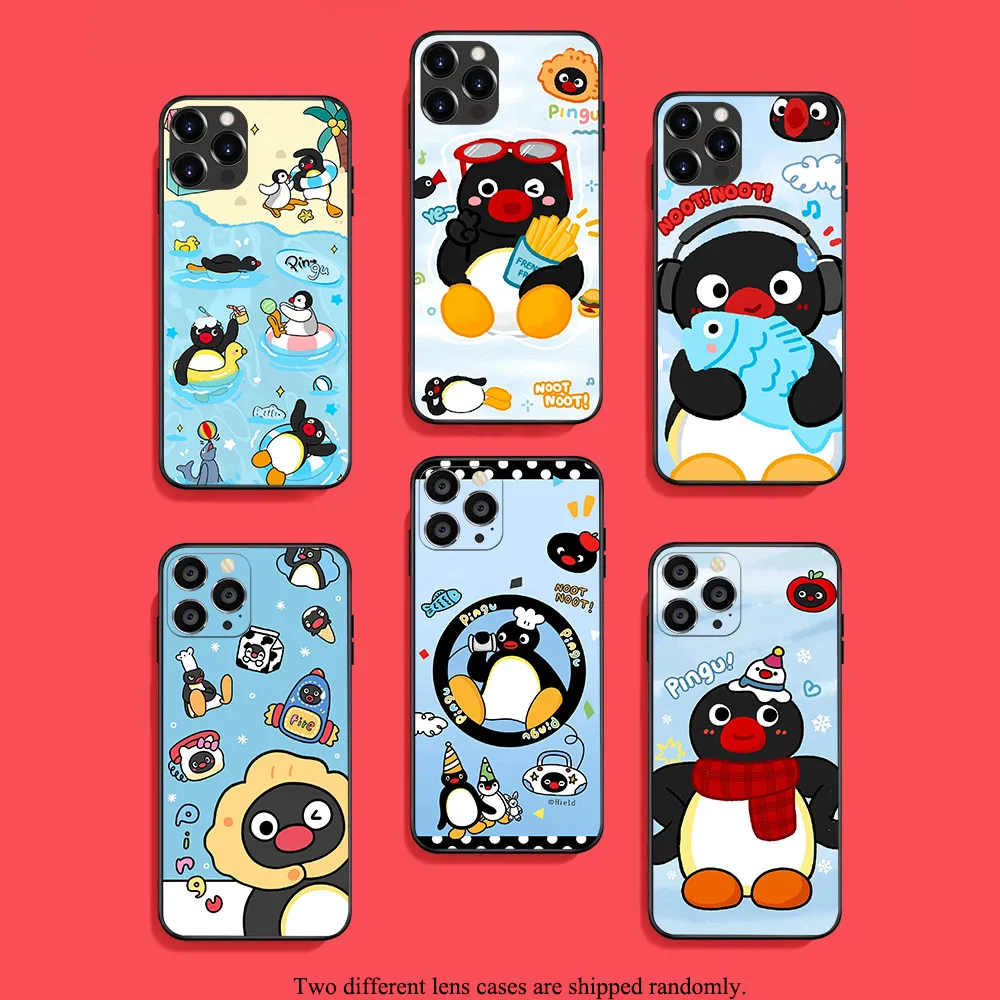 UK-44 Cartoon Pingu Penguin Soft Case For iPhone 15 14 13 12 11 Mini Max Pro Plus