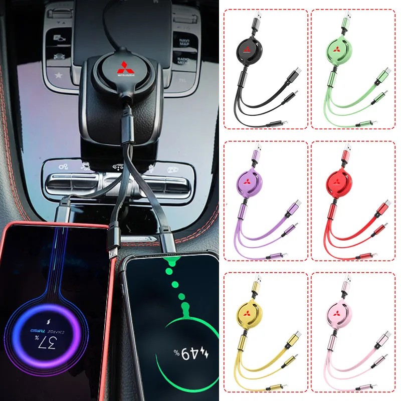 

3 IN 1Fast Charging Phone Adapter USB Car Charger Car Emblem For Mitsubishi ASX Lancer Pajero Outlander L200 EVO Lancer EX